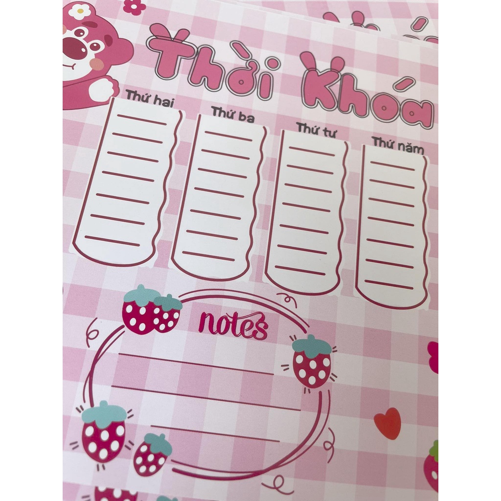 Thời khóa biểu hình Gấu Lotso siêu xinh - Ry Store Takenotes