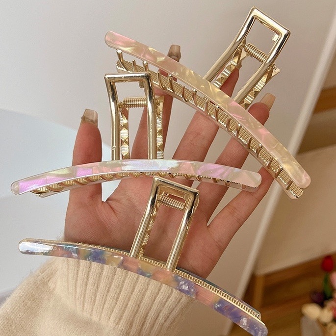 Kẹp Tóc Lớn 13cm Bằng Hợp Kim Họa Tiết Axit acetic Giúp Cố Định Tóc Sau