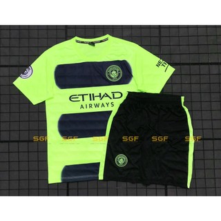 Đồ bóng đá mancity xanh dạ quang sân khách 2023