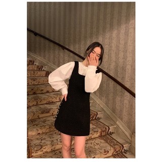 Yếm tweed nhũ đen