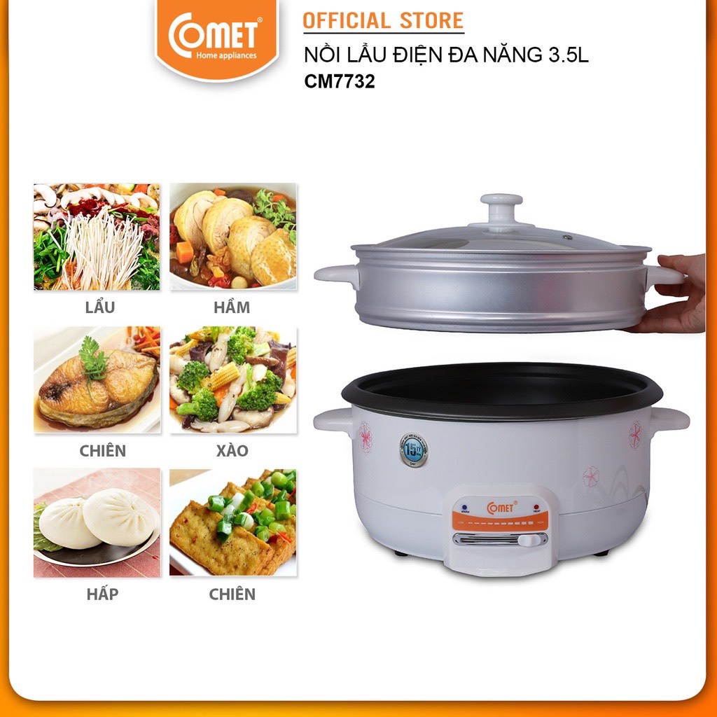 Nồi lẩu điện 3.5L Comet CM7732 - BH 12 tháng , 1 đổi 1 30 ngày