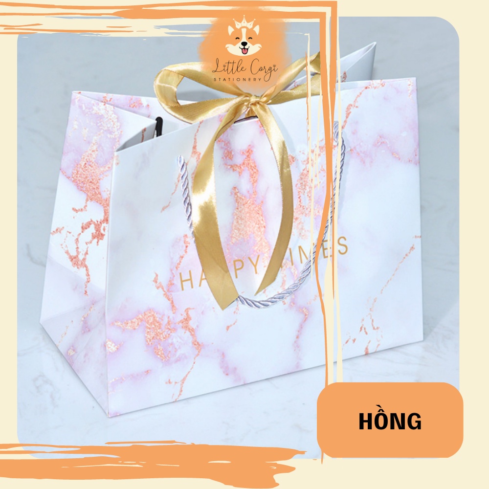 Túi quà tặng - Túi quà giấy vân đá Happy Times vân đá họa tiết thanh lịch
