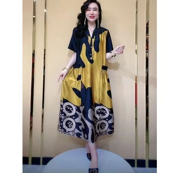 [Hàng Có Sẵn] Bán Chạy Đầm Dáng Rộng In Họa Tiết Big-name Thời Trang Mùa Hè 2022