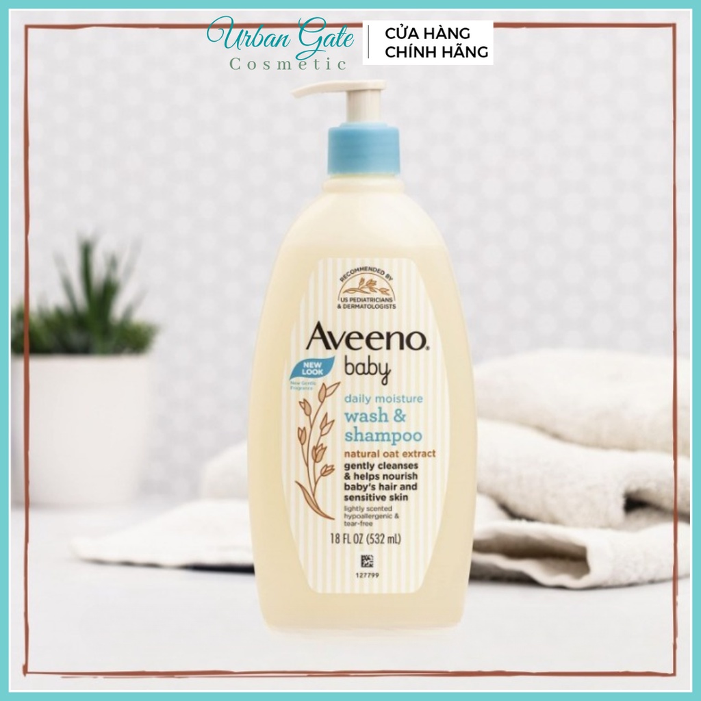 Sữa Tắm Gội Toàn Thân Cho Bé AVEENO Baby Daily Moisture Wash & Shampoo 236ml|532ml | Tắm gội cho trẻ em hương yến mạch