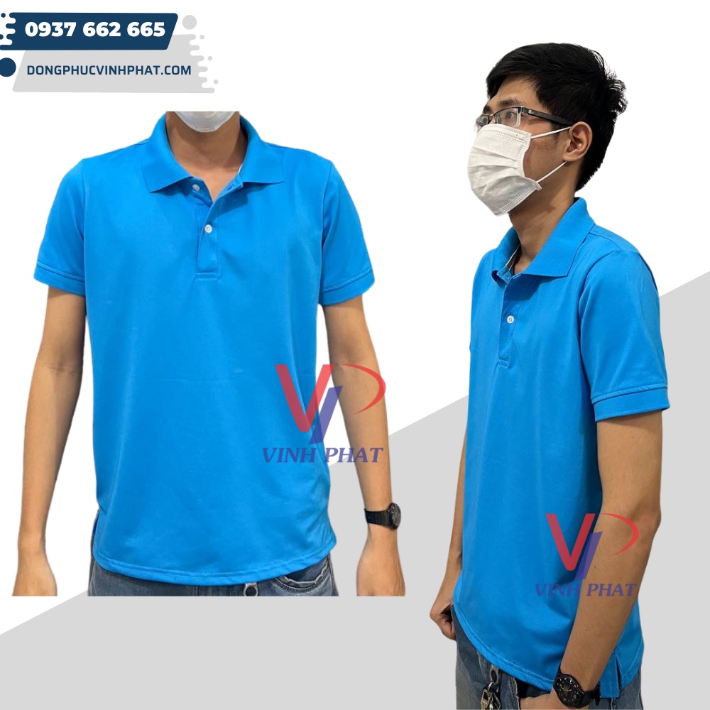 Áo Thun Polo Có Cổ Ngắn Tay Nam Màu Xanh Ya, Màu Trắng Vải Cá Sấu Thoáng Mát, Thấm Hút Tốt - Hình Thật