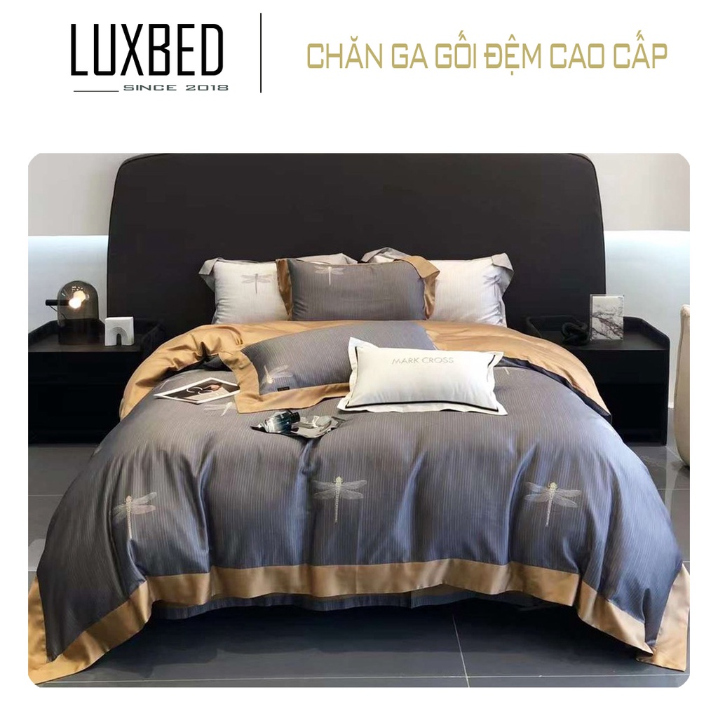 Set Chăn Ga Gối Lụa Tencel 100s Markcross - LUXBED Nhập khẩu Chất Mát Mềm Mịn
