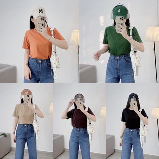 Áo cổ tròn form rộng cotton khô