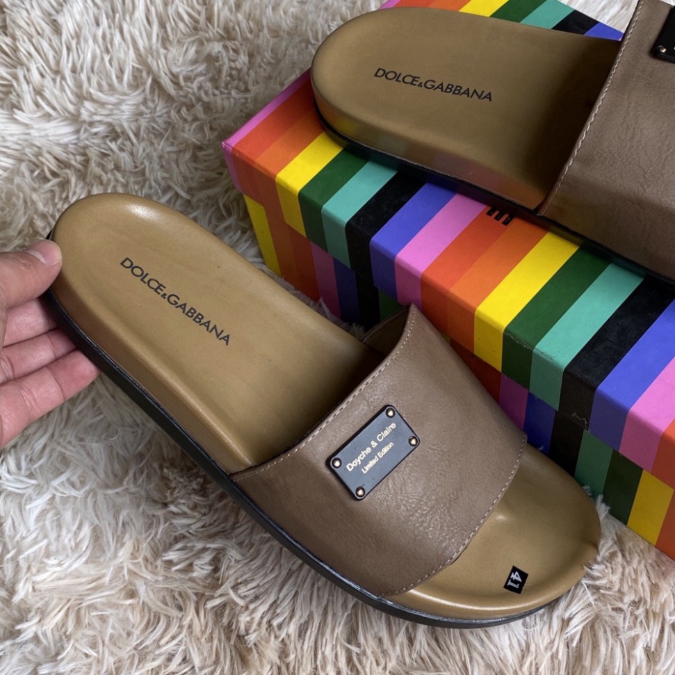 Dép Nam Nữ Quai Ngang, Dép DG quai da mác kim loại bền đẹp