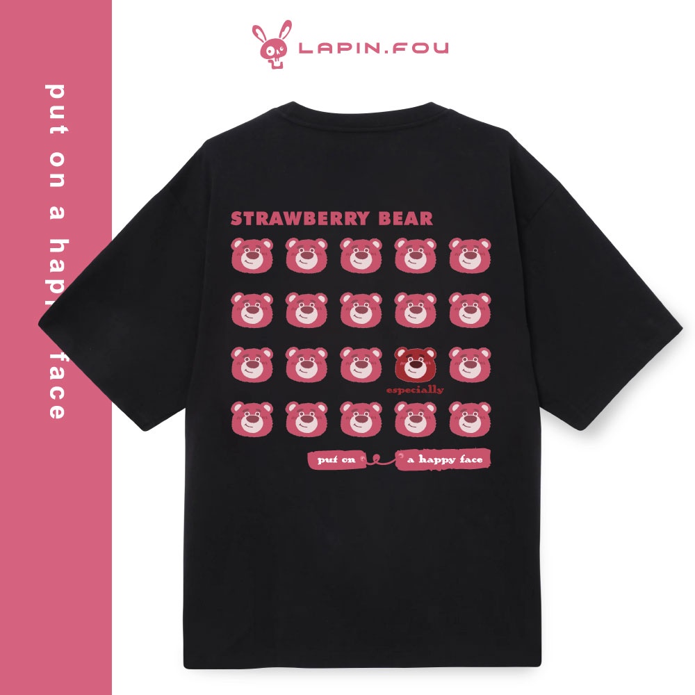 Áo Thun Unisex Nam Nữ Local Brand - Lapin.Fou Gấu Dâu Strawberry Bear
