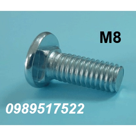 Bulong đầu tròn cổ vuông M8 inox 201 (50c)