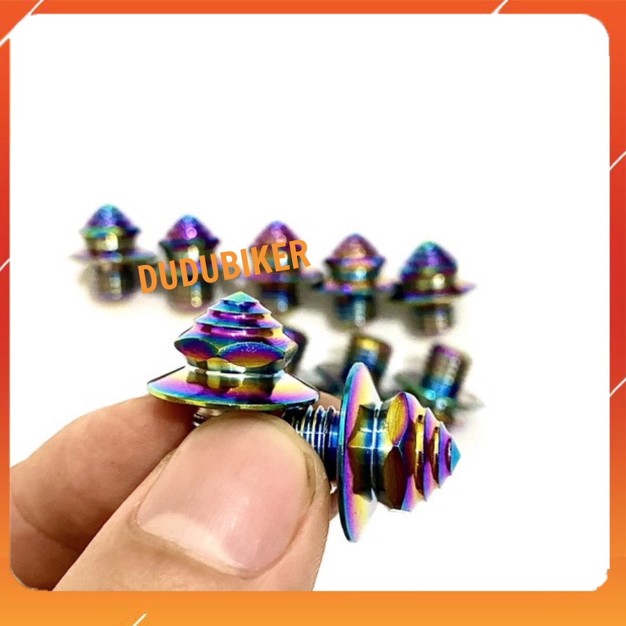 Ốc Chân Gương Titan 7 Màu Ren 10ly Xuôi Mẫu Tên lưa Gắn Lỗ Chân Gương Gắn Cho Wave. Dream Các Dòng Xe