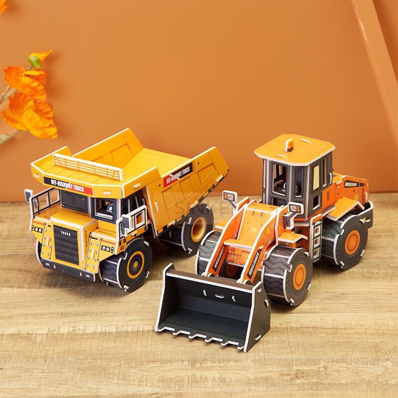 Đồ Chơi Giáo Dục Mô Hình Lắp Ráp 3D Bằng Giấy Bìa Xốp Cho Bé - Xe Công Trường