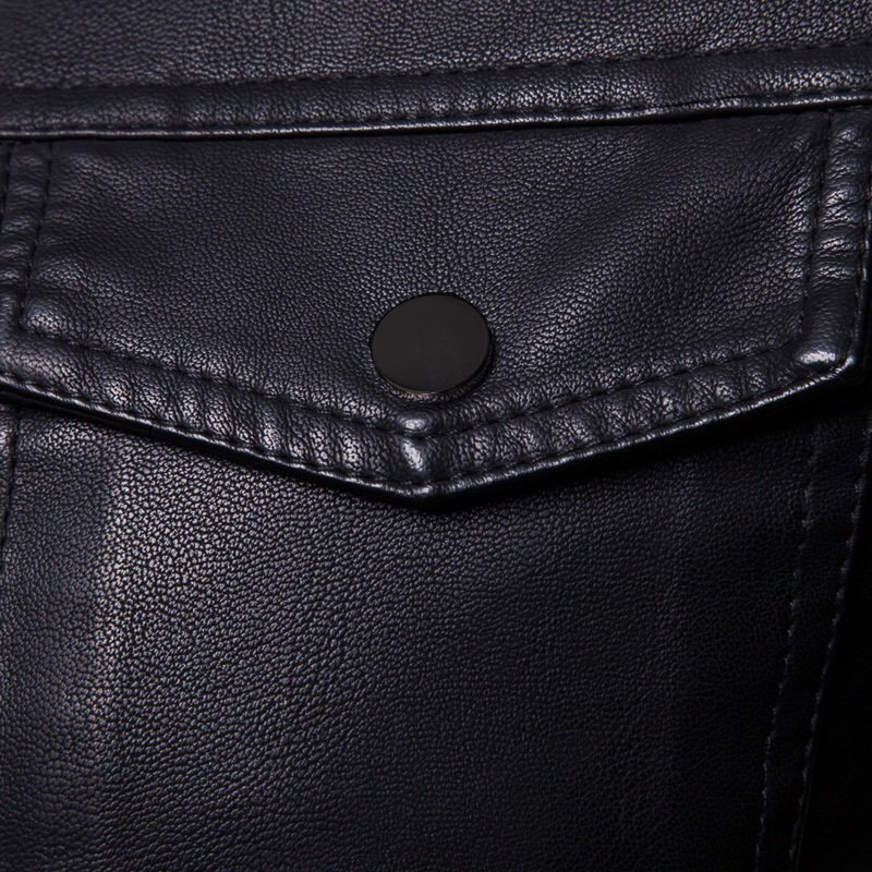 Áo khoác da nam lót lông có túi kéo bên hông thời trang cao cấp dành cho quý ông