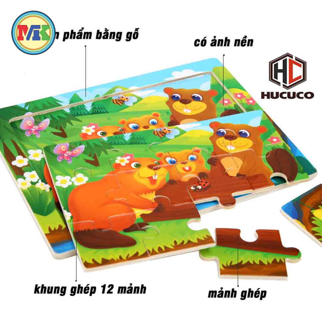 Tranh Ghép Hình 12 Mảnh - Siêu Dễ Thương - Phát Triển Tư Duy Cho Bé