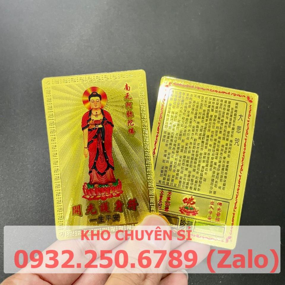 Thẻ Kim Bài Phật Thích Ca Plastic Vàng cầu bình An - Đã Khai Quang