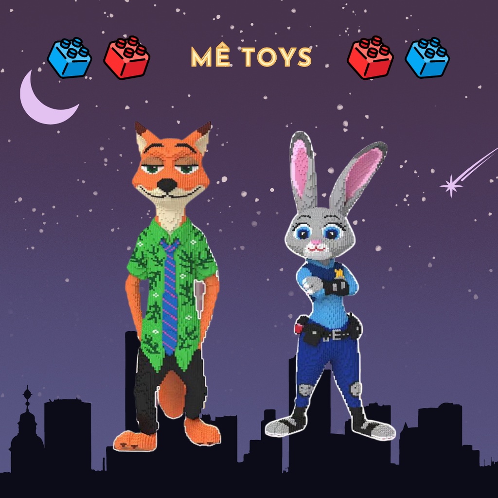 Đồ Chơi Lắp Ráp Mô Hình Nhân Vật Hoạt Hình Zootopia Cáo Thỏ 115cm