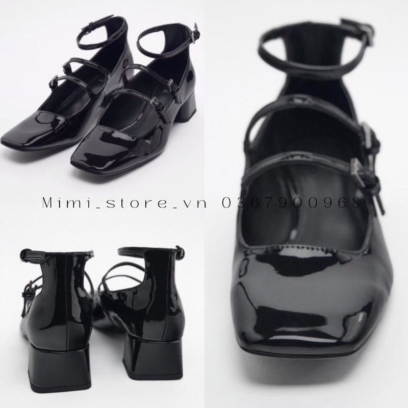 Giày trơn da bóng 3 quai xuất ZR full box MS-