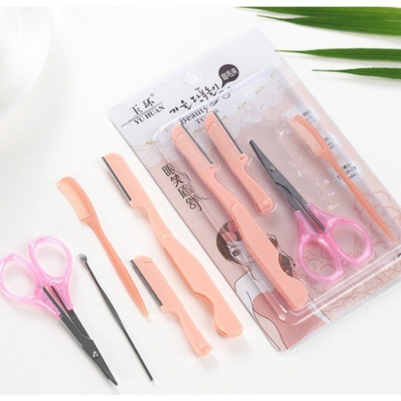 Bộ kit phụ kiện 5 món tỉa chân mày trang điểm