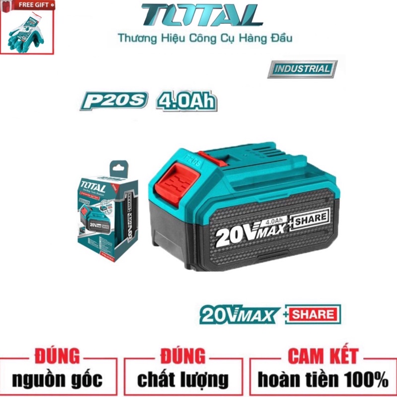 TOTAL Pin Lithium 20V/4.Ah TFBLI2002 (Cam kết Chính Hãng 100%)