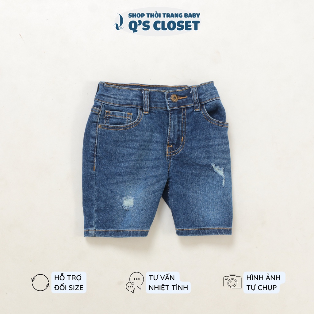 Quần short jean cho bé trai từ 14kg đến 36kg có độ co giãn, có tăng đơ
