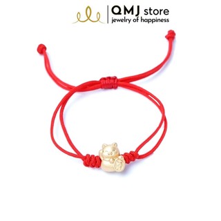 QMJ Vòng tay chỉ đỏ Mèo Thần Tài mạ vàng 24k may mắn, tài lộc - Q273