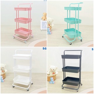 Kệ đa năng 3 tầng có bánh xe tay cầm troller - kệ bỉm sữa - kệ bếp - kệ nhà tắm - xe đẩy spa