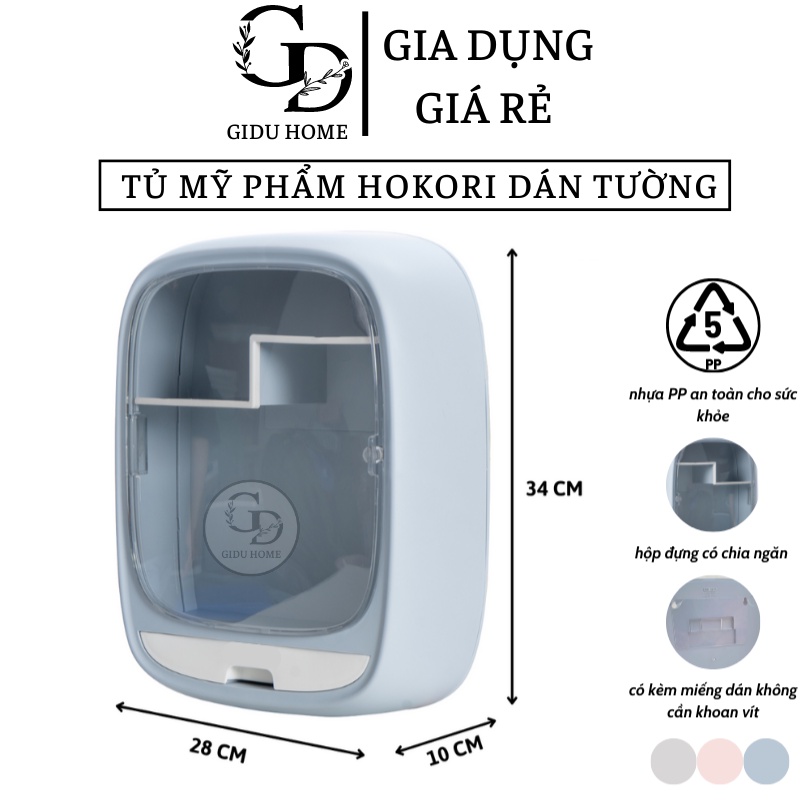 Kệ đựng mỹ phẩm treo tường nhà tắm 3635 Việt Nhật chống nước có nắp (kèm miếng dán) GIDUHOME - Gia dụng giá rẻ
