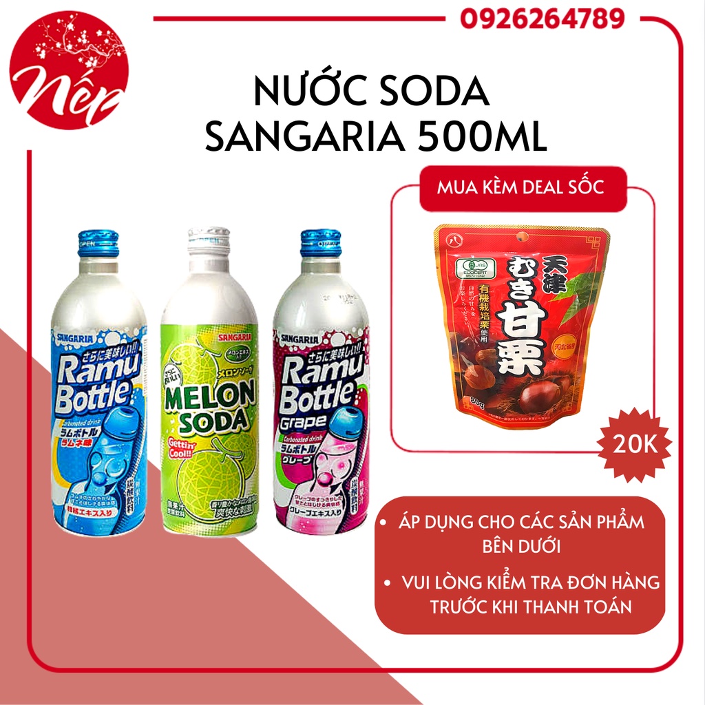 Nước Soda Sangaria có ga vị tự nhiên 500ml Nhật Bản HSD 2023
