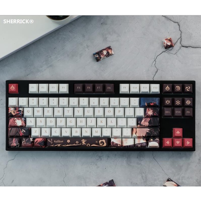 Keycap Hình Anime Trắng Đen Ứng Với 87/108/98 Bàn Phím Cơ