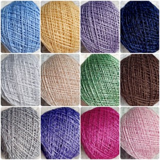 (24 màu) Sợi cotton xà cừ kim tuyến Nhật, cỡ sợi 0.6mm, dùng đan móc áo váy