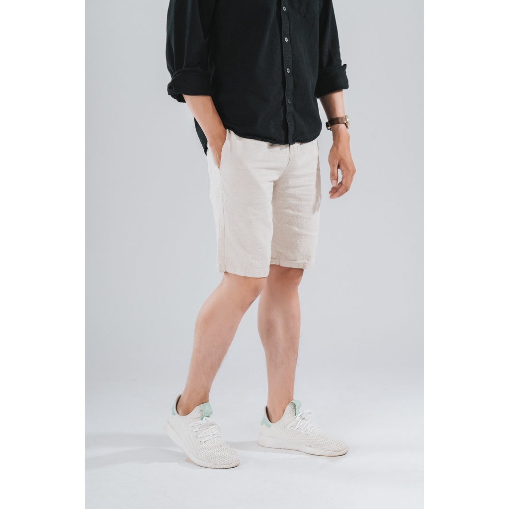 Quần Đùi Nam Đũi Ống Đứng  Lưng Thun Dây Rút  Chất Liệu Linen Mặc Thoáng Mát, Thoải Mái, Màu Trắng, Xám, Kem