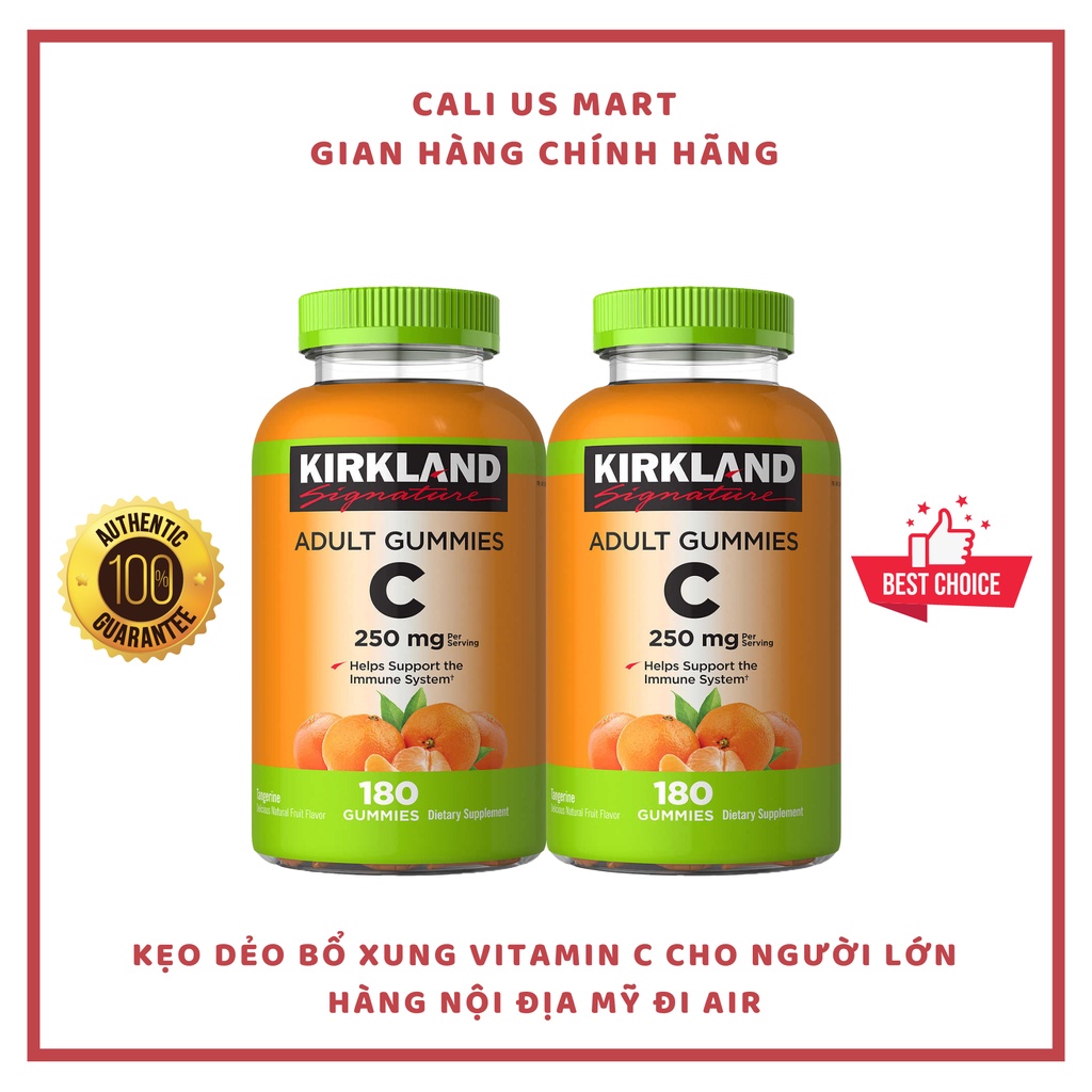 Kẹo Dẻo Bổ Sung Vitamin C cho người lớn Kirkland Mỹ hộp 180 viên Chính hãng
