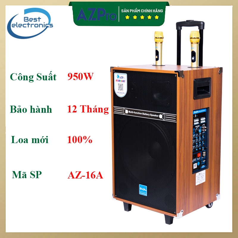Loa Kéo Karaoke Công Suất Lớn 950W | Loa Kéo Giá Rẻ AZPro AZ-16A Bass 40 | Loa Kéo Bluetooth Đọc Được Usb Thẻ Nhớ