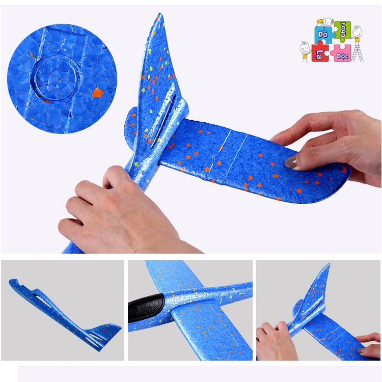 Đồ chơi máy bay xốp cỡ lớn 48cm có đèn LED phát sáng ném tay vui nhộn