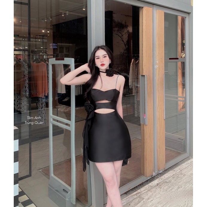 Đầm dây đá hở eo hoa rời phối nhiều kiểu