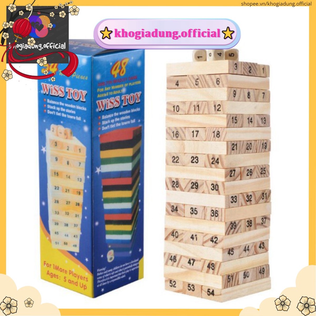 Đồ Chơi Rút Gỗ Cho Bé 54 Thanh - 48 Thanh (Size nhỏ và Size to)