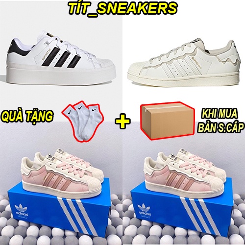 Giày Adidas Superstar, Das Sò Full 3 Màu, Trắng Kem, TRắng Hồng, Trắng Đen, Đủ Size Nam Nữ+Full Box Bill