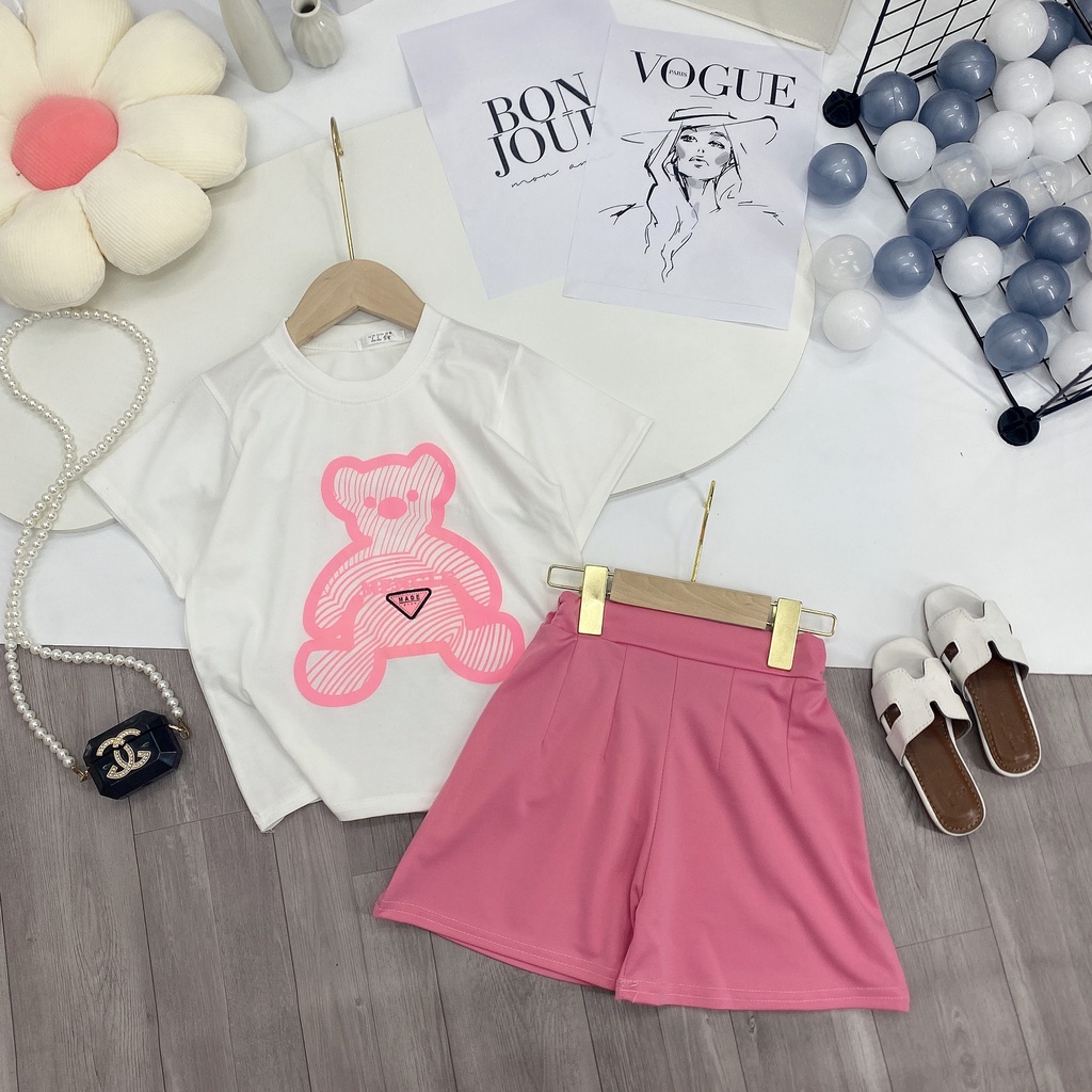 Bộ quần áo cotton hè "RABBIT" 14-45kg cho bé gái 4-14 tuổi. Xinh xắn đáng yêu. Hàng may kỹ. STG17