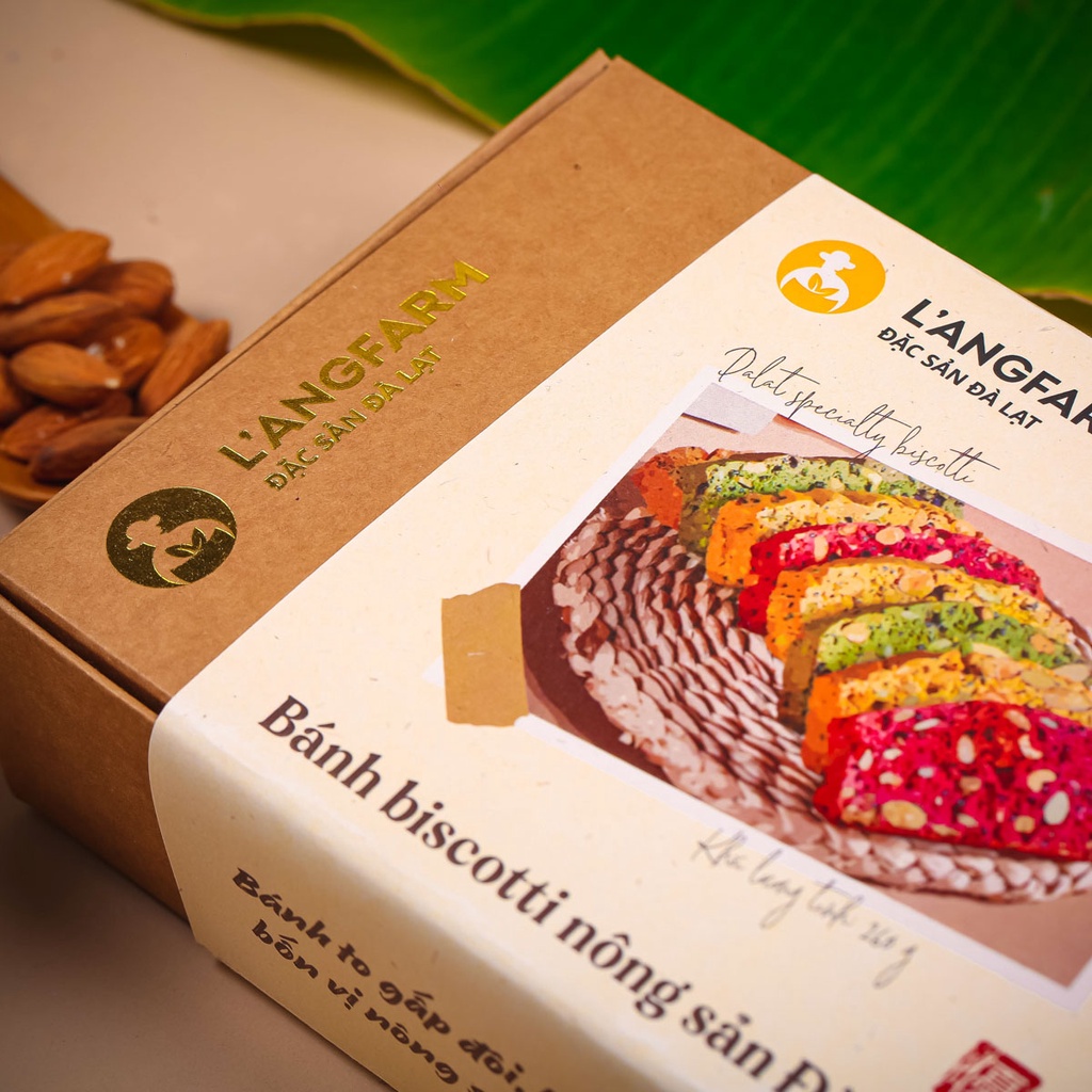 Bánh biscotti nông sản Đà Lạt L’angfarm, 260g, hộp, mẫu raisu