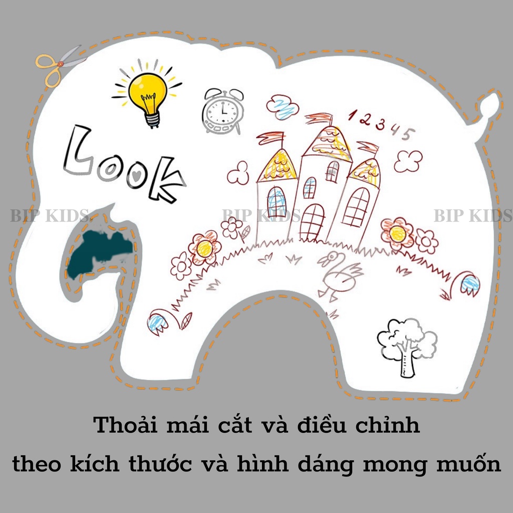 Bảng từ dán tường BIP KIDS - Bảng nam châm dán tường viết bút lông cho bé - Cuộn bảng từ hút nam châm