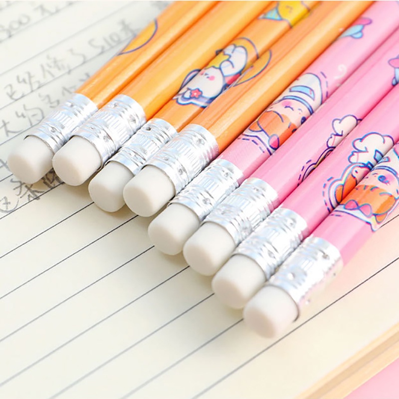 Hộp bút chì HB nhiều hình cute dễ thương gồm 4 cây dài 19cm
