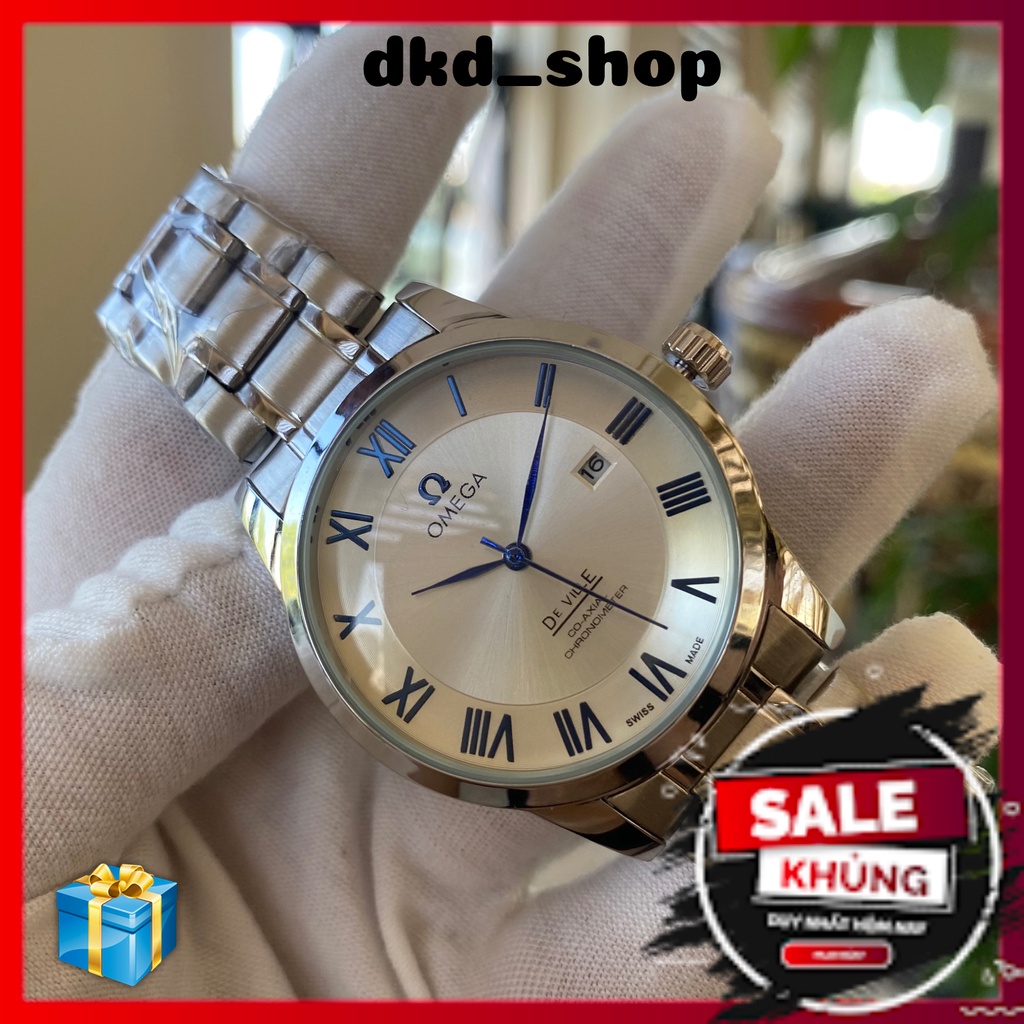 Đồng hồ nam, Đồng hồ OMG02 Kim Xanh, Dây thép đúc cao cấp, Mặt tráng Sapphire chống xước chống nước