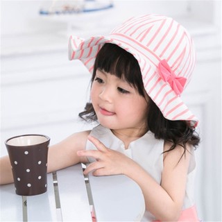 Mũ vành Miller bé gái kẻ sọc hồng nơ hồng