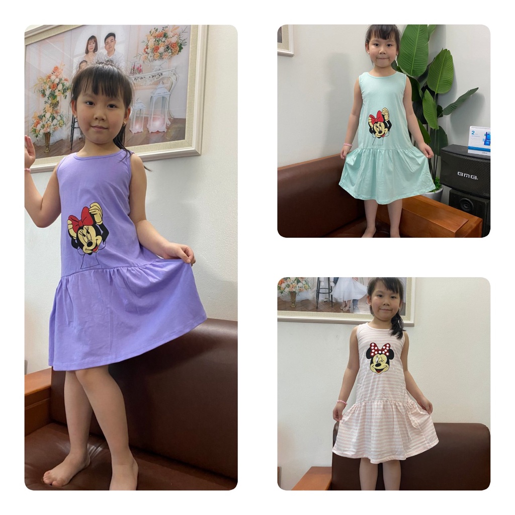 Đầm Bé Gái Chất Cót tông Mềm Mịn Thấm Hút Mồ Hôi Phom Từ 10 đến 30 kg