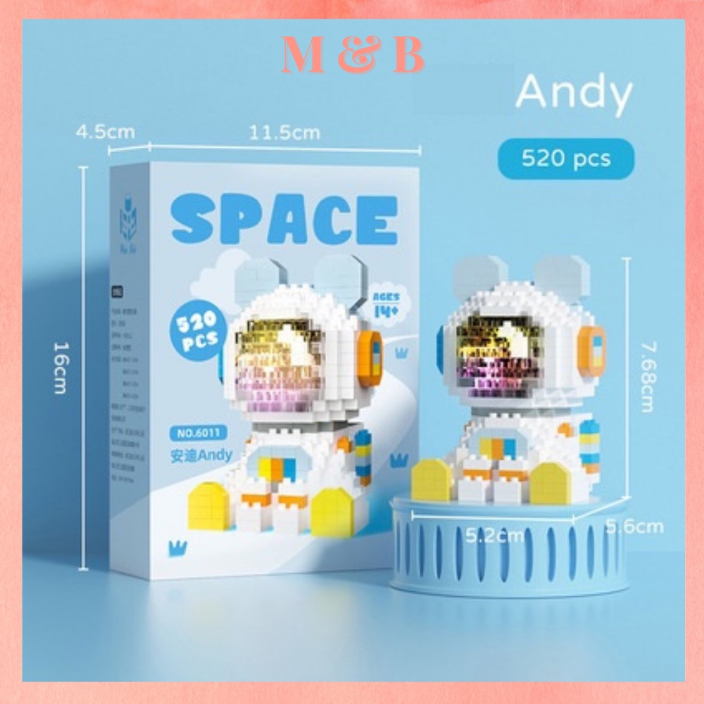 Đồ Chơi Lắp Ráp Mô Hình Thỏ Phi Hành Gia Andy, Annie Đèn Led Sẵn Pin Full Box 3D linda bell, stella lou, geltoni, duffy