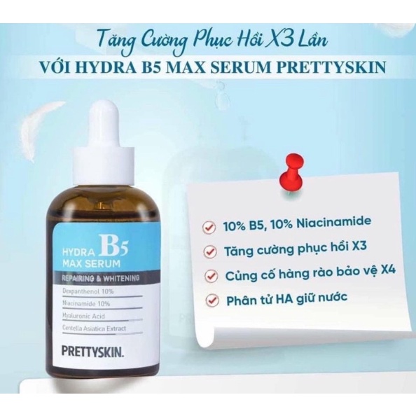 Tinh chất serum phục hồi dưỡng trắng Hydra Max Serum B5 Prettyskin 50ml