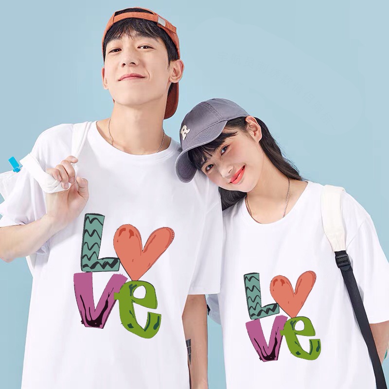 Áo thun đôi nam nữ ALALA  áo cặp đôi tình yêu unisex basic phom rộng tay lỡ cổ tròn họa tiết LOVE | BigBuy360 - bigbuy360.vn