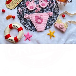 BIKINI LEN_HEO HỒNG_BIKINI CHO BÉ GÁI ĐI BƠI ĐI BIỂN TẮM BIỂN TỪ 5KG - 10kg (TUYỂN SI)