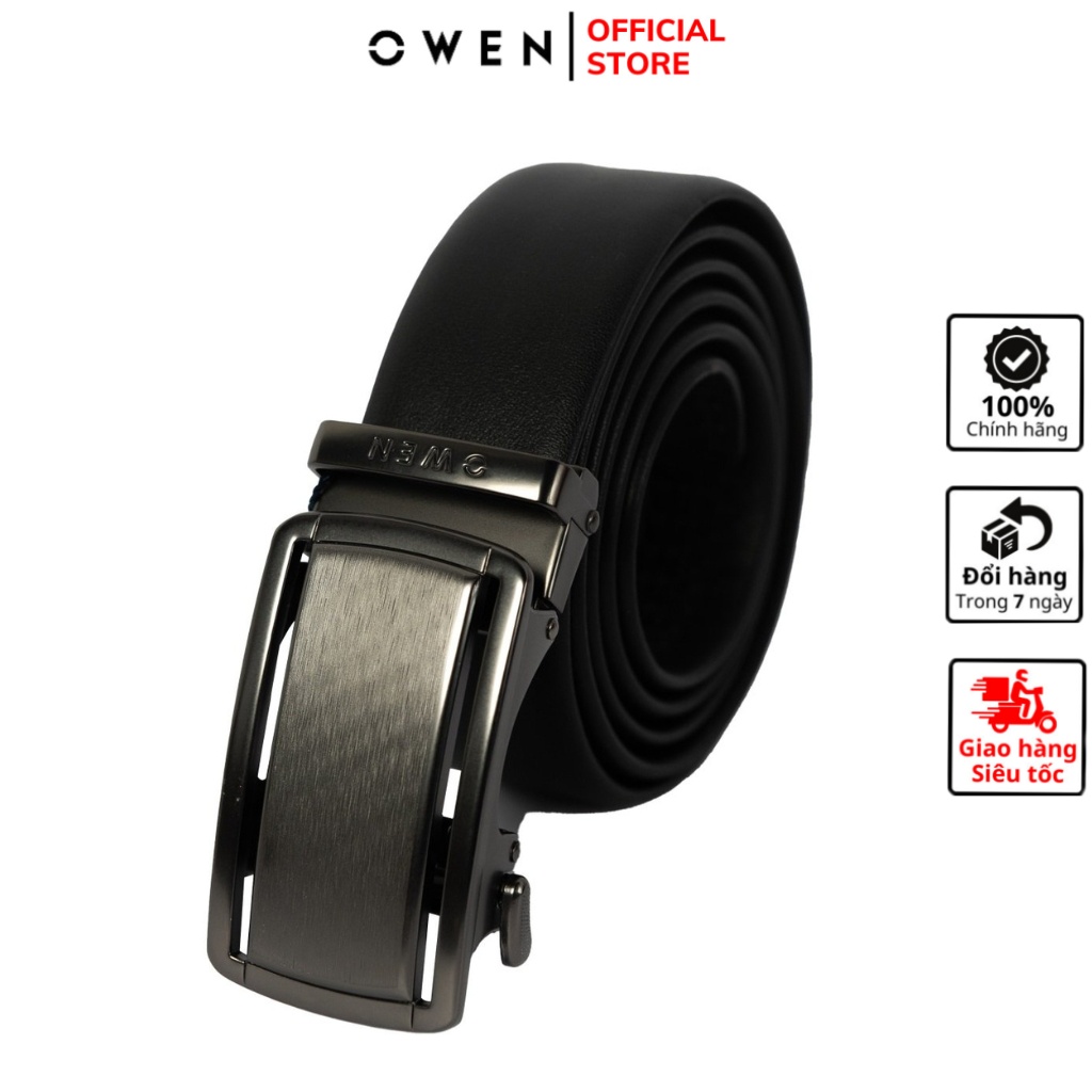 Thắt lưng da nam cao cấp OWEN BELT221364 Chất Liệu Da Bò Thật nhập khẩu Thắt lưng mặt khóa trượt tự động Thắt lưng