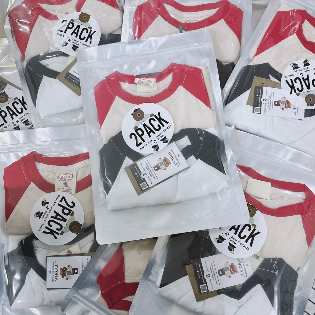 SÉT 2 ÁO COTTON IN GẤU BÉ GÁI, TRAI